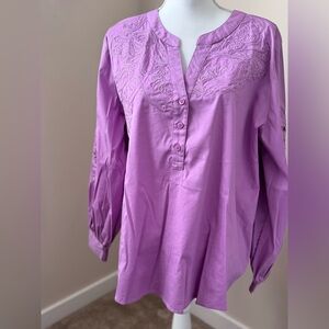 Chicos Women's Purple Embroidered Top
